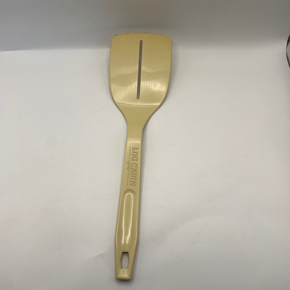 Log Cabin Syrup Plastic Slotted Spatula beige 10.5 inch cabincore promo item